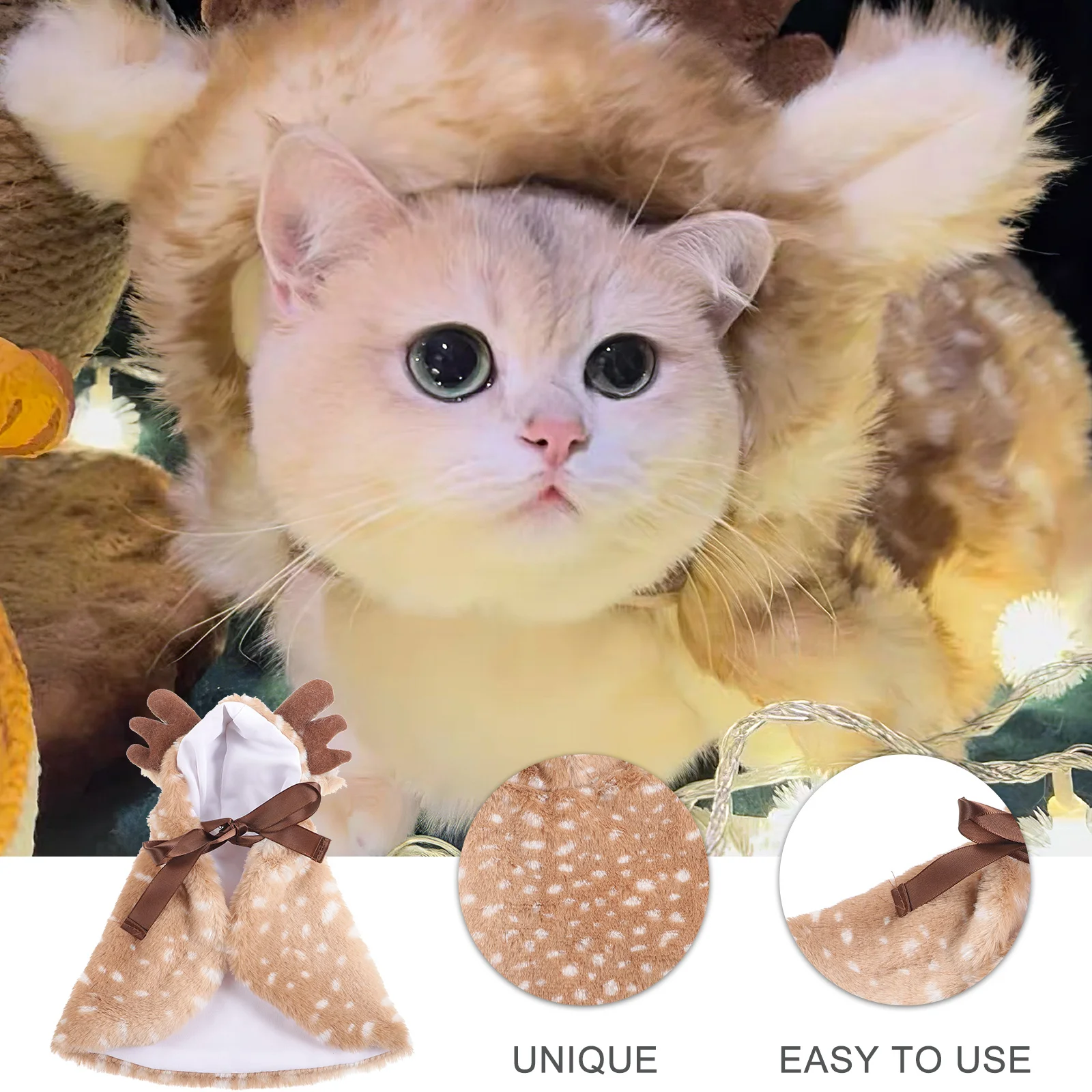 

Pet Cloak Adjustable Lightweight Soft Comfortable Cat Costume Dog Cape Warm Protective Party Festival Outdoor Cape