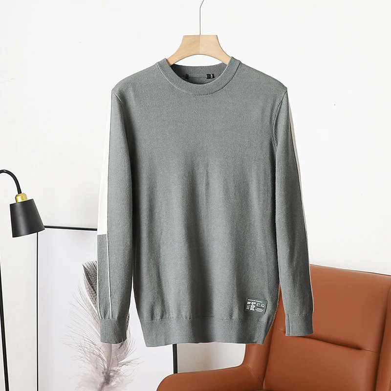 

Мягкий, приятный к телу осенне-зимний вязаный свитер для мужчин, однотонный, с круглым вырезом, модный городской стиль, длинный рукав.
