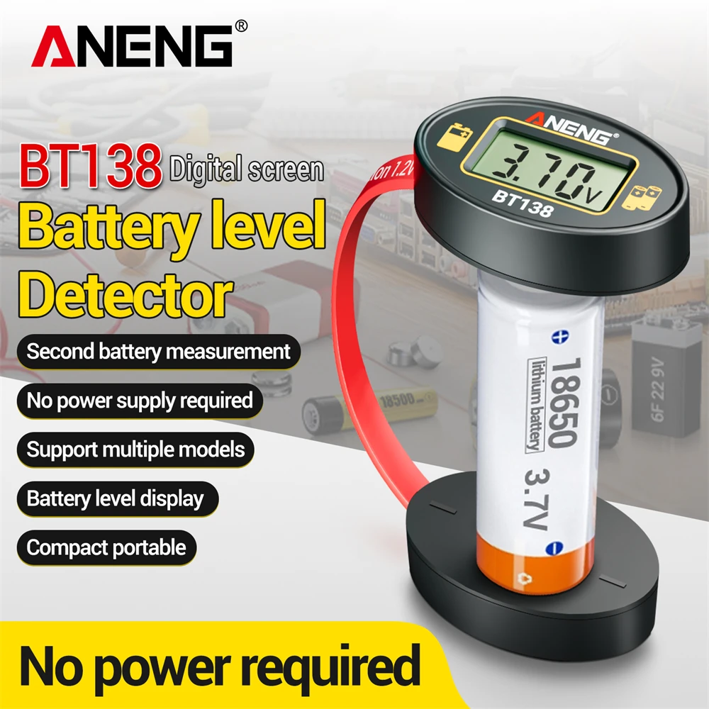 Battery Tester ANENG BT138 Digital Battery Detector Capacity Lithium Tester Display Checkered Analyzer AAA AA Button Cell Test