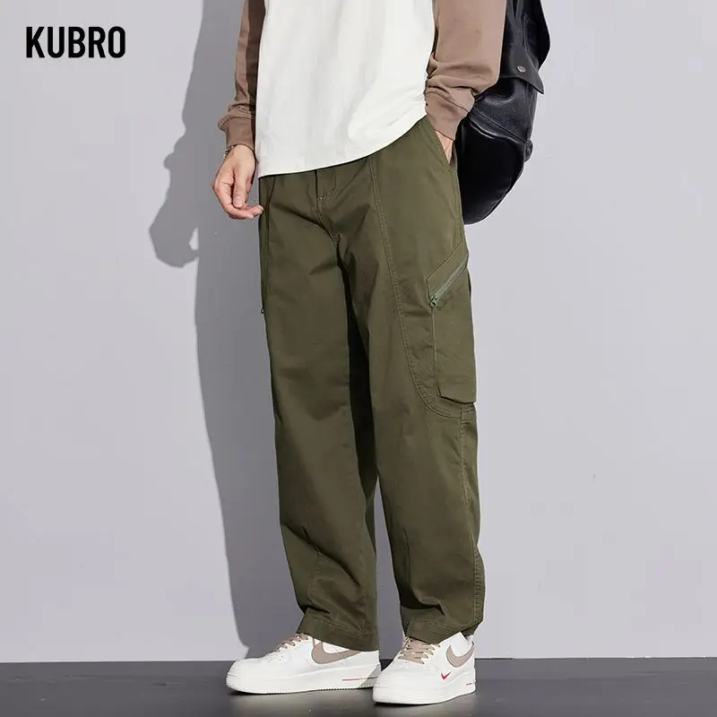

Autumn Winter Korean Men's Cargo Pants Straight Wide Leg Loose Pants Slacks Drape Casual Versatile Youth Trousers Streetwear