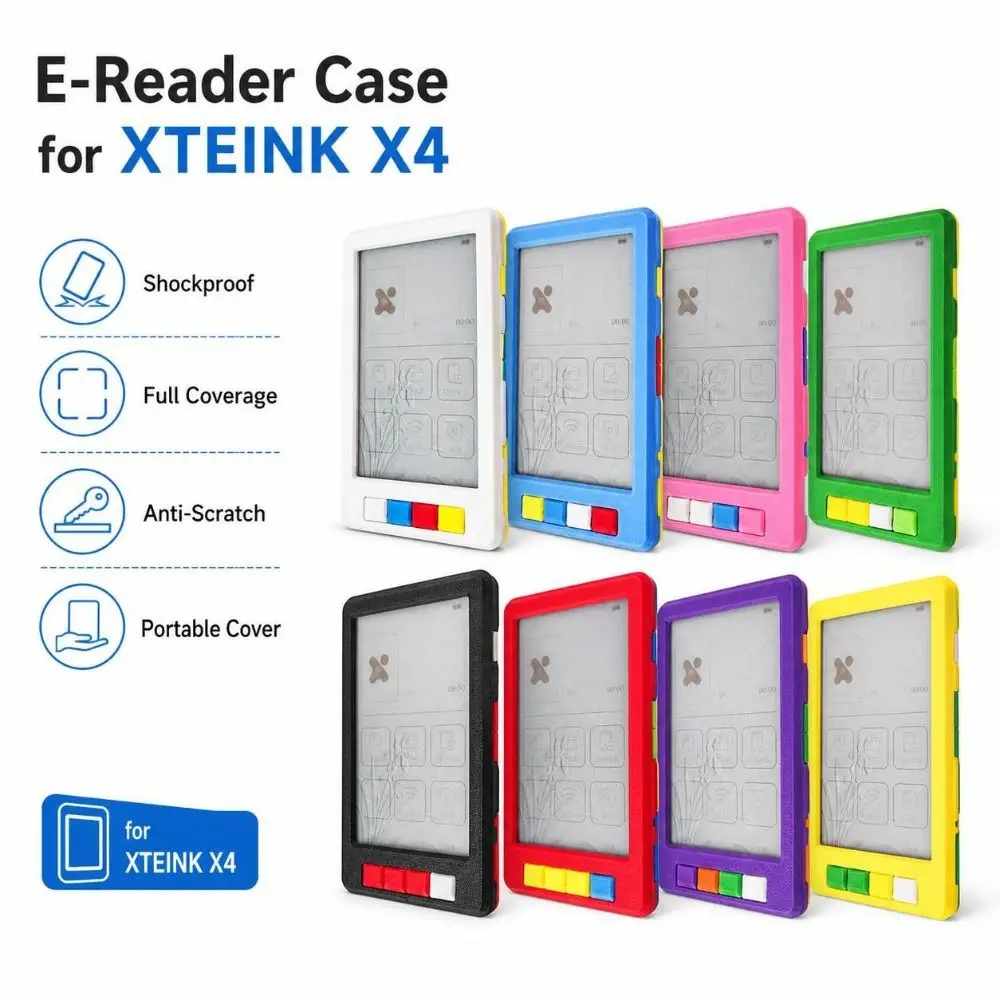 Shockproof E-Reader Case Anti-Scratch Plastic Full Coverage Case Shock Absorbing Retro Portable Cover for XTEINK X4