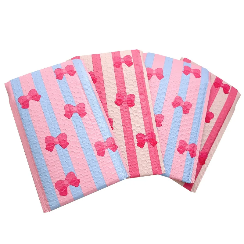 10Pcs/Pack Small Bubble Envelope Pink Bow Print Bubble Bags Jewelry Packing Padded Envelopes Waterproof Gift Pouches 15x20cm