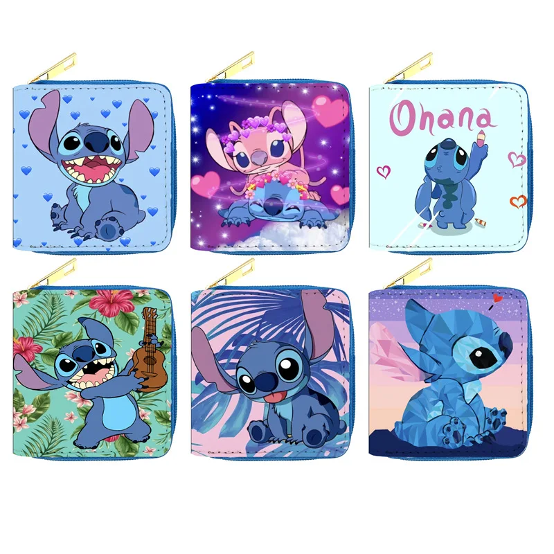 Disney Stitch Wallet Cartoon Anime Stitch Short Coin Purse Multi-layer Card Holder Wallet Handbags Zipper kids Birthday Gift