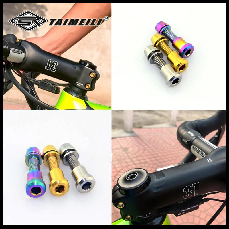 TAIMEILI Titan-Bolzen + Mutter Ti-Bolzen Lenker-Vordergabel-Befestigungsschraube 2 Stück für 3T Carbonfaser M5X16/18mm/20mm – Detail 7