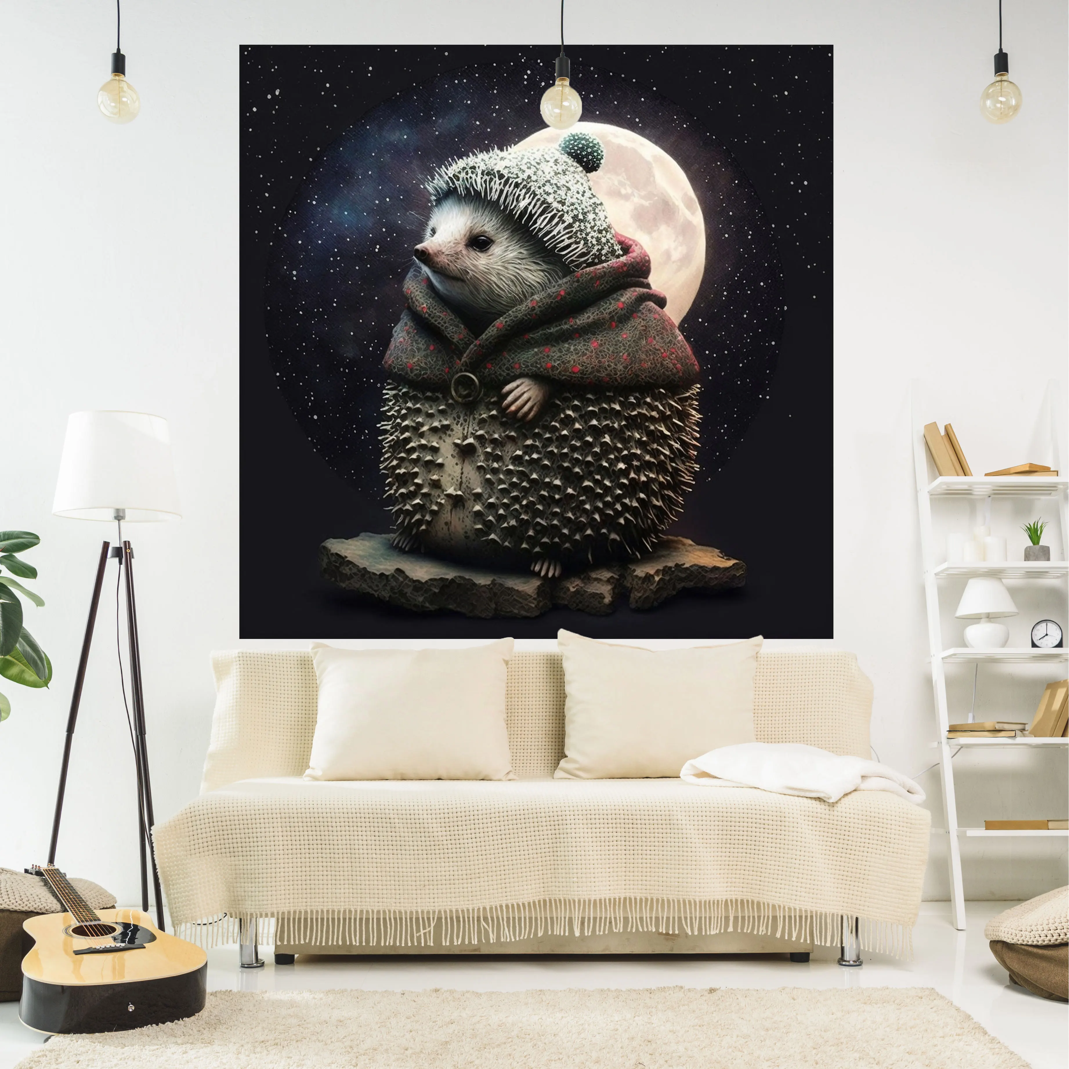 

QdDeco Little Hedgehog Meme Tapestry Lovely Wall Hanging Rugs Cute Background Cloth Bedroom Or Dormitry Decoration