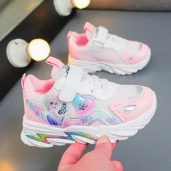 Disney Girls' Casual Shoes Sneakers Spring Children's Breathable Mesh Shoes Children's Casual Pink Purple Sport Shoes Size 27-38