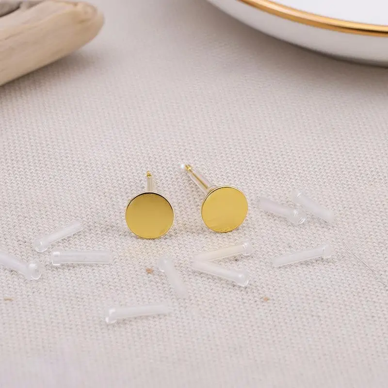 10pcs Prevent Allergy Eco-Friendly Resin Earring Sleeves Transparent Ear Cannula Stoppers for DIY Jewelry Creation