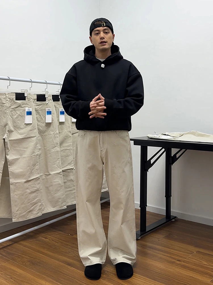 

Мужские джинсы-клеш Militaria Sle широкого кроя, светло-бежевые, в американском стиле, повседневные, для работы, весенняя мода