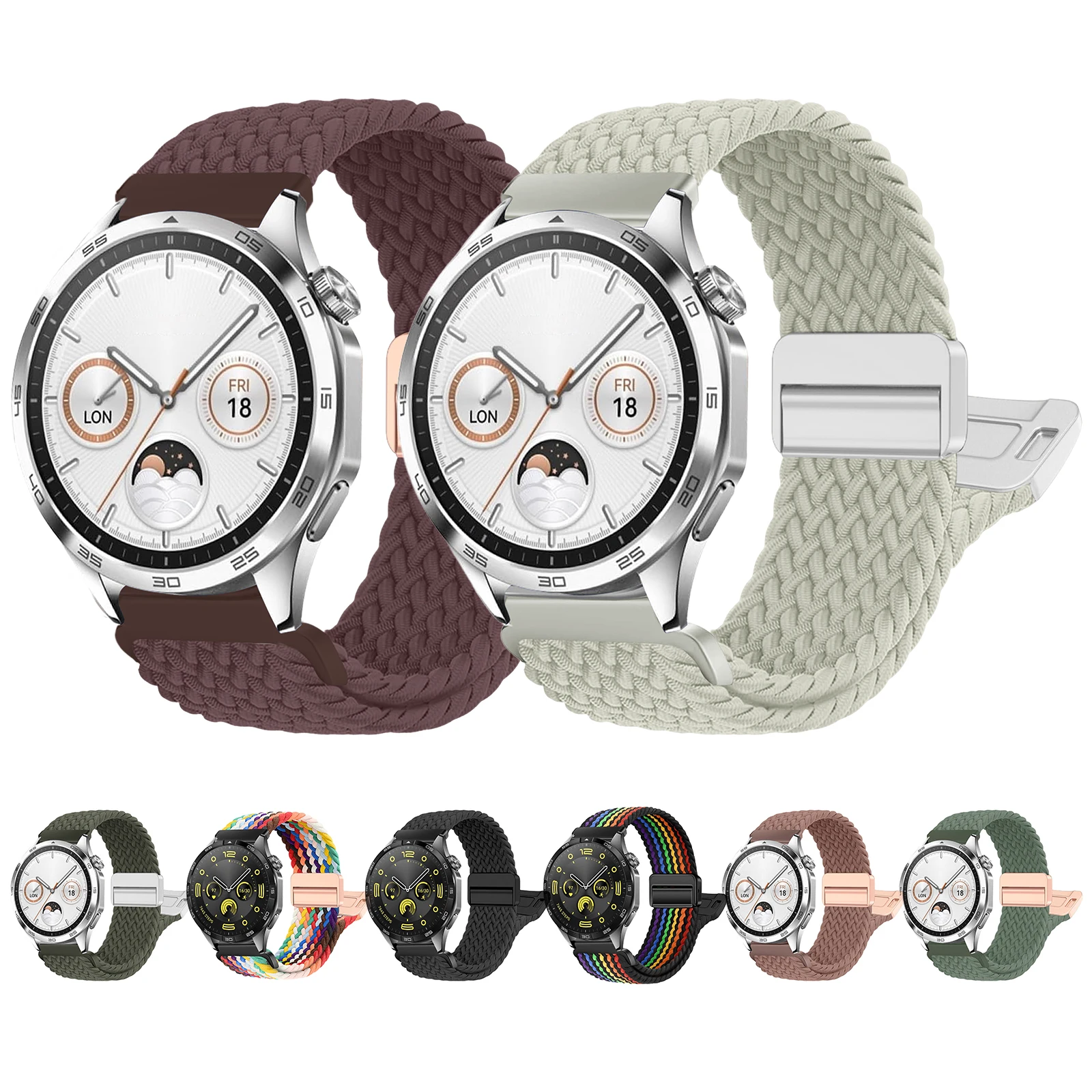Pulseira de nylon de 22mm para huawei watch gt5/4/pro gt3 2 2e 46mm pulseira respirável 20mm para samsung galaxy watch 7 6 5 pro