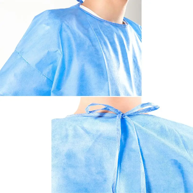 Disposable Isolation Gown with Elastic Knit Cuffs Breathable Non-Woven Covered Back Universal Size for treatment 10PCS