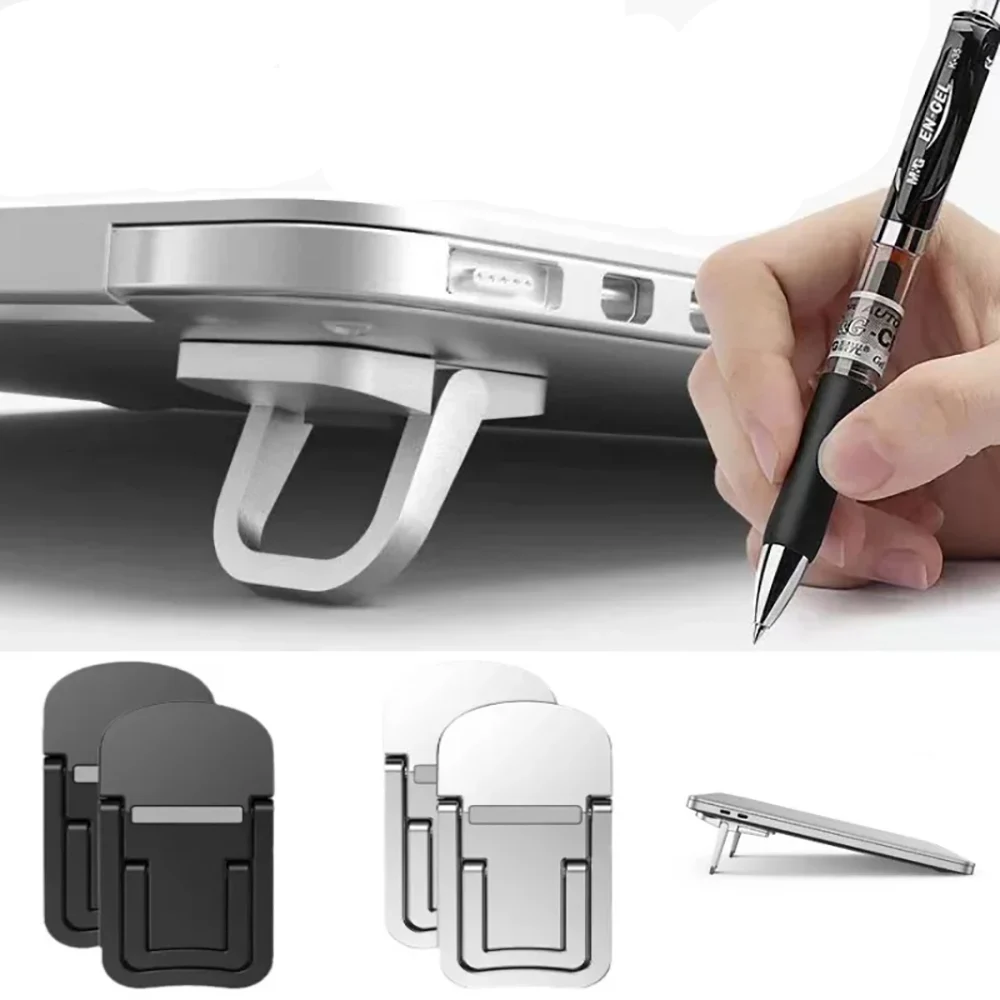 Foldable Invisible Laptop Riser 2Pcs Adjustable Angle Self-Adhesive Mini Notebook Stand Portable Keyboard Lift Desk Rack Stand