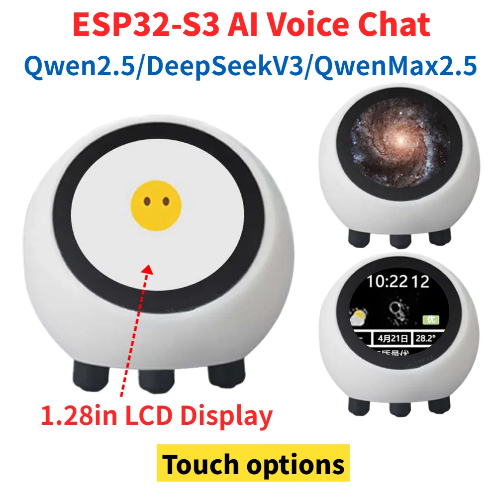 DeepSeek AI دردشة صوتية 1.28In شاشة LCD ESP32-S3 مجلس التنمية روبوت صغير مساعد المنزل واي فاي ساعة الطقس ل XiaoZhi