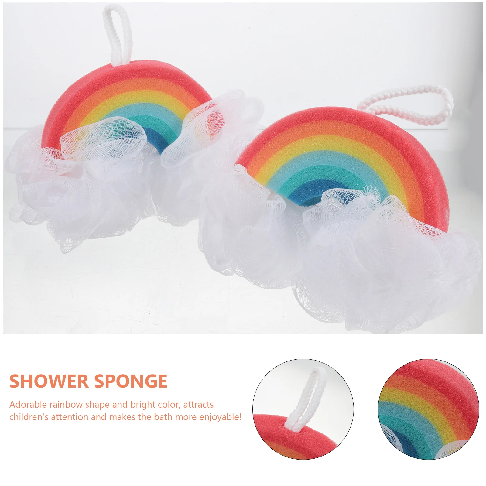 2 Pcs and Bath Towels Rainbow Sponge Child Toys for Toddlers Kids Body Wash Baby Tub Scrubber