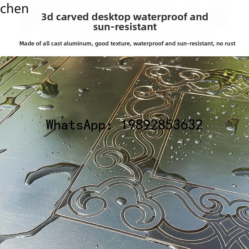 YFY  Courtyard Garden Carved Tabletop Dining Table and Chairs Universal Anti-Corrosion Outdoor Table and Chair Combination