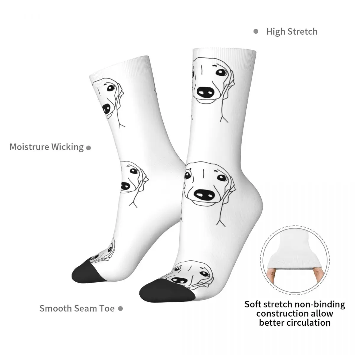 Italian Greyhound Stockings Ladies Head Socks Soft Harajuku Socks Autumn Outdoor Anti Skid Printed Socks Birthday Gift