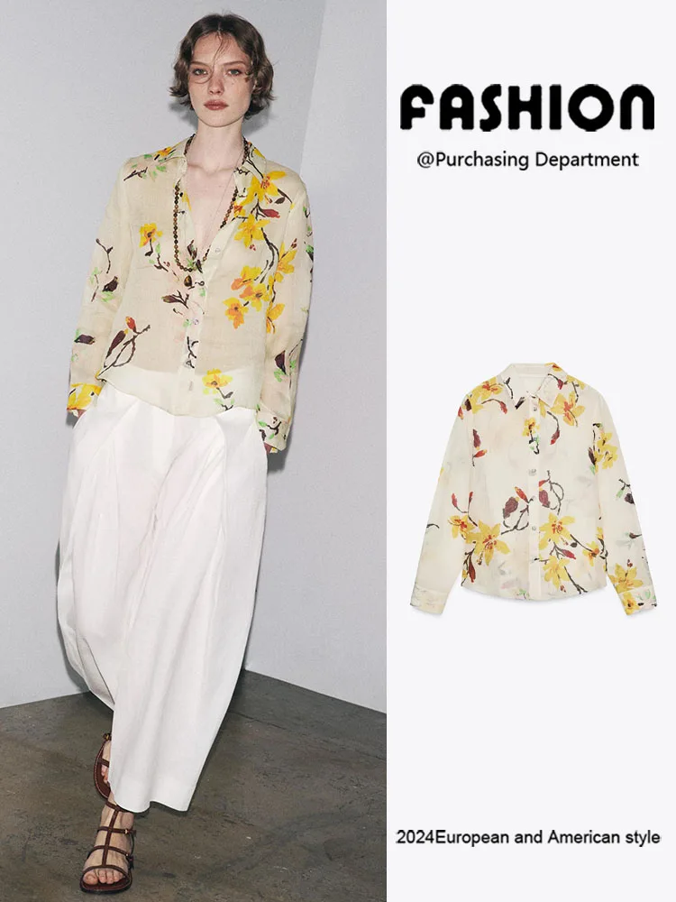 

Faionable Floral Long Sve irt Women's Casual Versatile Autumn New Arrival Ele Personali Chinese Sle Stage Costume