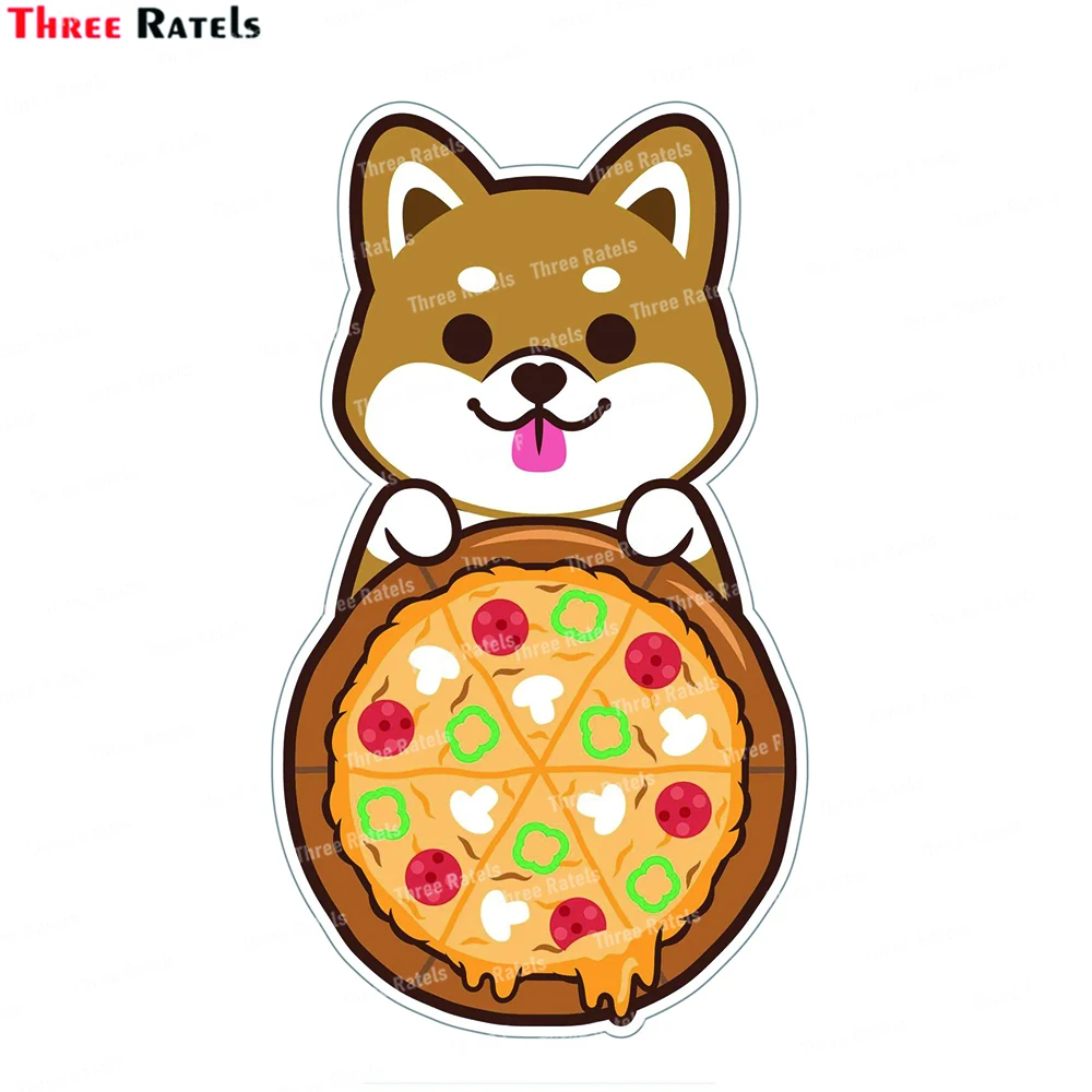 Three Ratels L695 Shiba Pizza Sticker Occlusion Scratch DIY Vinyl Material Decor Sticker Vinyl Material Waterproof Decals