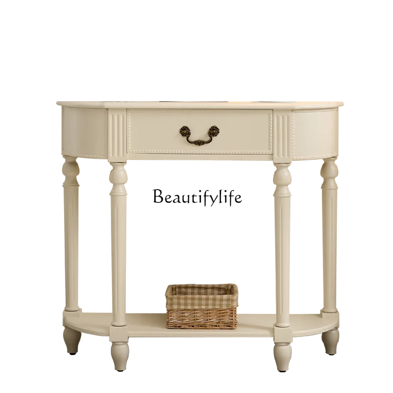 

American solid wood entrance table corridor light luxury ultra-narrow aisle cabinet simple French simple home storage decorative