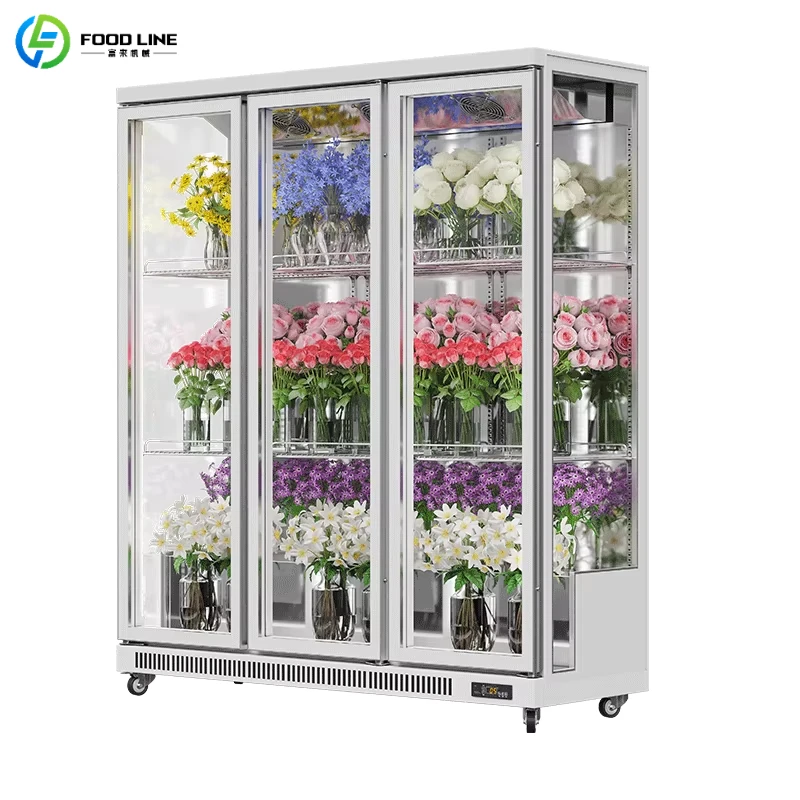 Customized Classic Style Flower Display Cabinet Floral Refrigerator Wholesale Traditional Glass Door Fresh Flower Cooler Cabinet