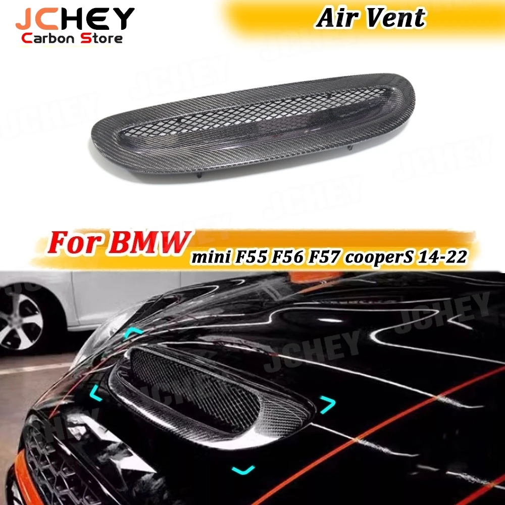 

JCHEY Dry Carbon Fiber for BMW mini F55 F56 F57 cooperS 14-22 JCW Front Cover Air Inlet Engine Hood Bonnet Scoop Vent Cover FRP