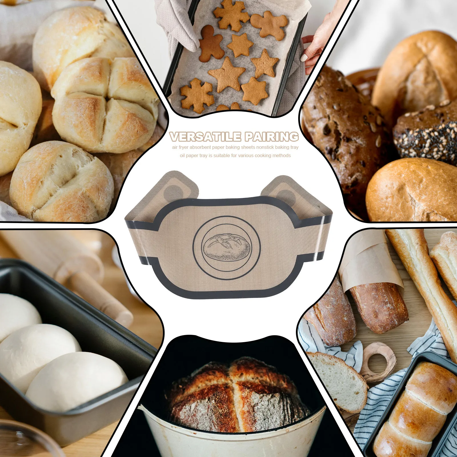 2Pcs Silicone Bread Sling Nonstick Reusable Thickened Baking Sling for Dutch Oven Long Handles Easy Sourdough Transfer Oven Air