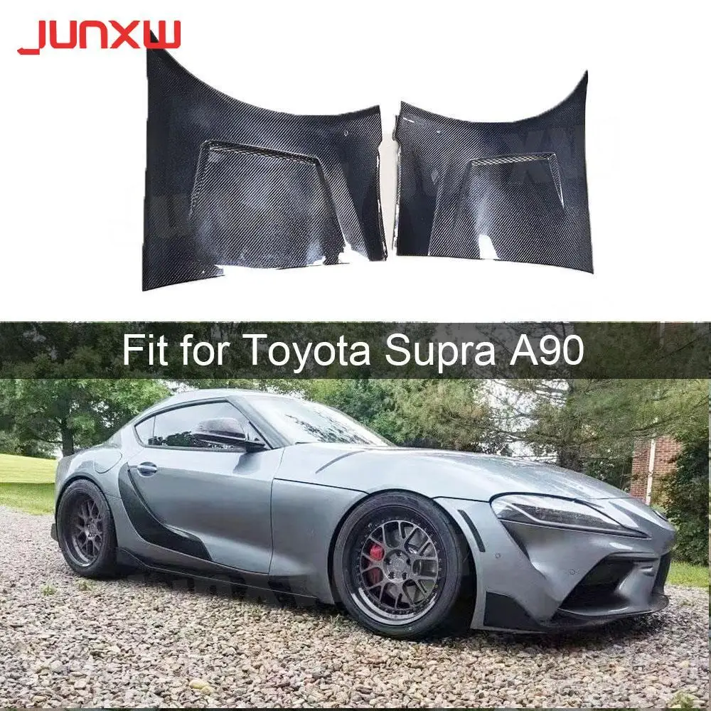 2Pcs/Set Carbon Fiber FRP Front Bumper Side Fender Panels Vent Air Intake Covers for Toyota Supra A90 Coupe 2 Door 2019 2020