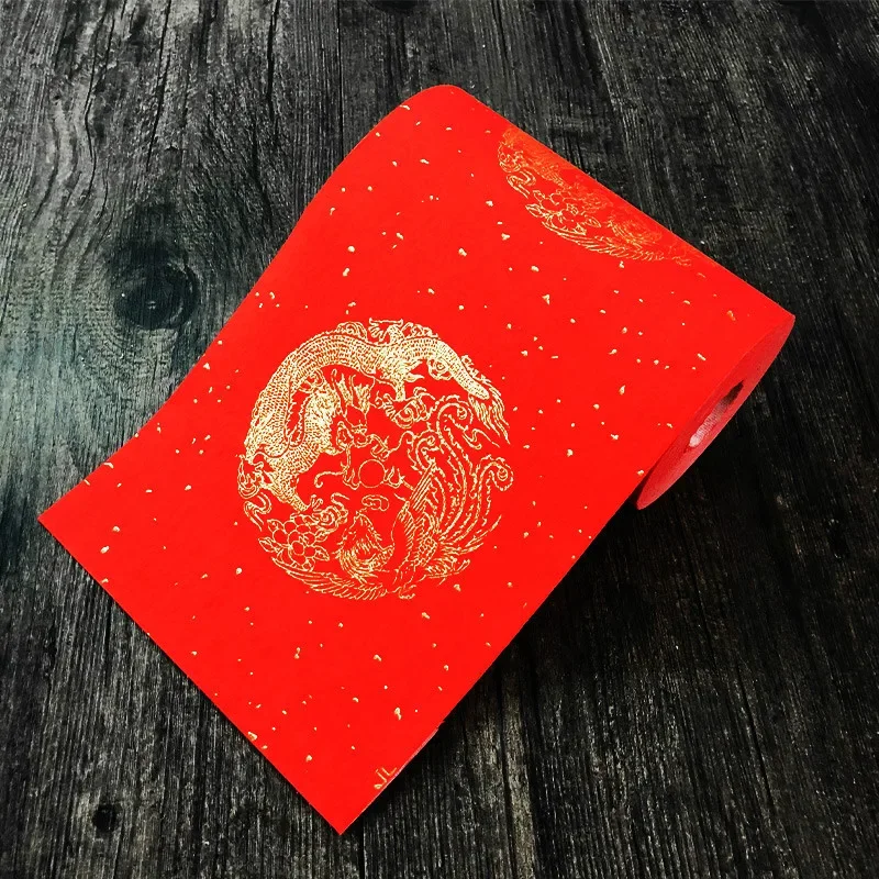 Spring Festival Couplets Non-fading Red Calligraphy Paper Half-Ripe Xuan Paper Red Chinese Xuan Paper for Writing Paper Cutting