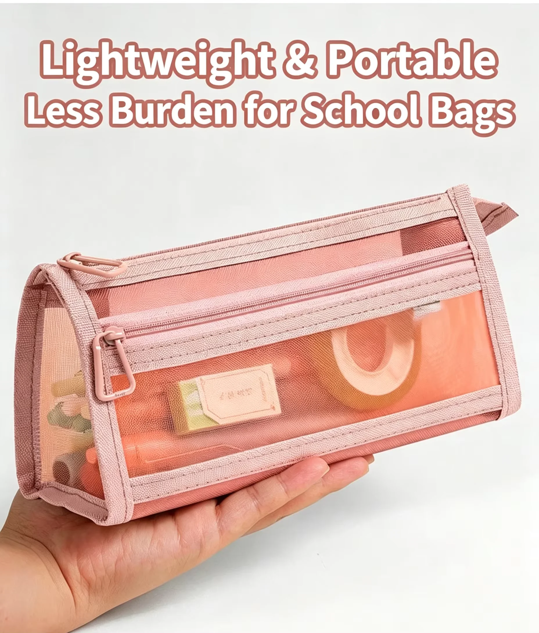Çift Katmanlı Şeffaf Örgü Kale - Clear Mesh Pencil Pouch For Exam incelemesi ve fiyatı