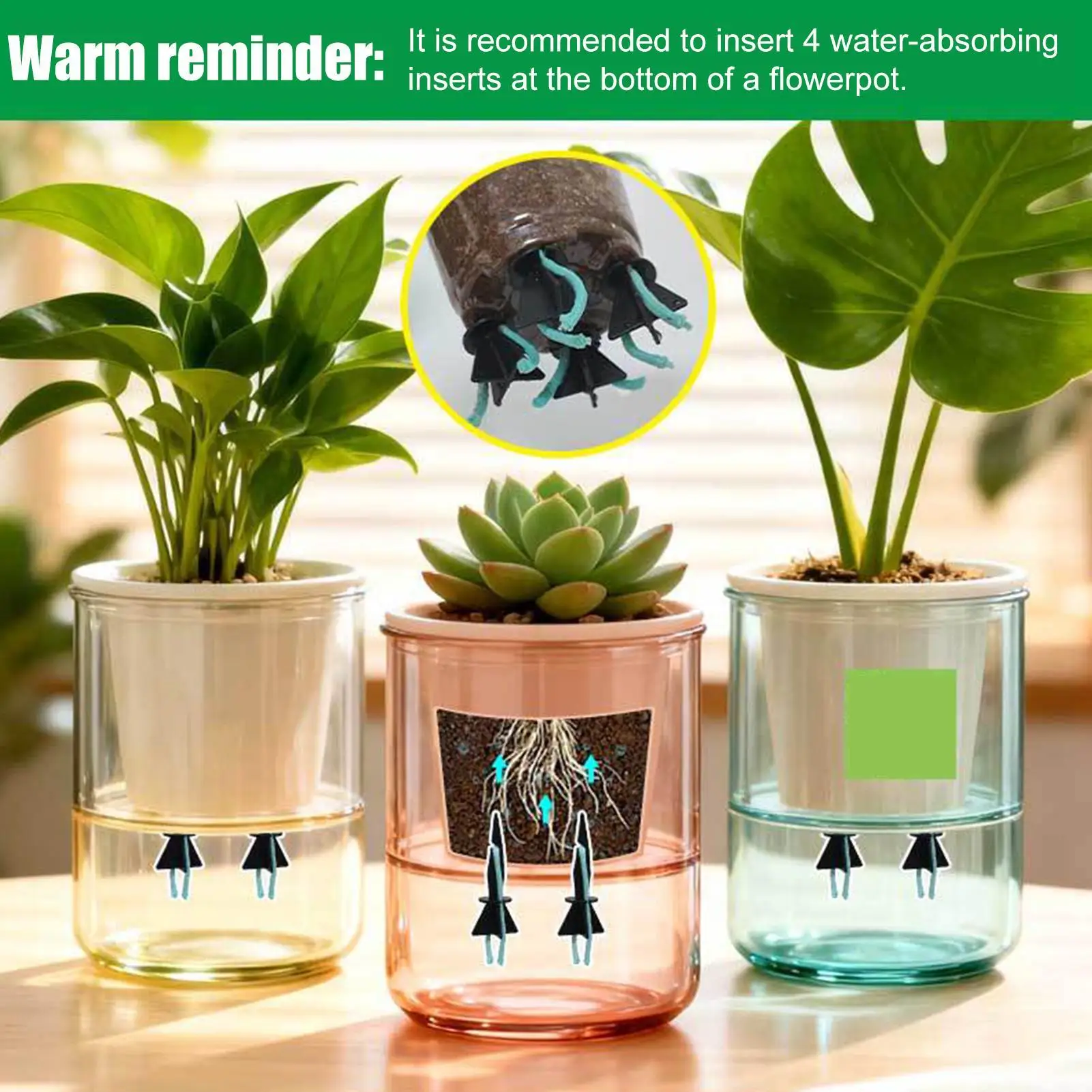 4pcs Plant Water Absorber Set Self-Watering Tool with Sharp Pointed Tip Watering Spikes Vacation Auto Irrigation System