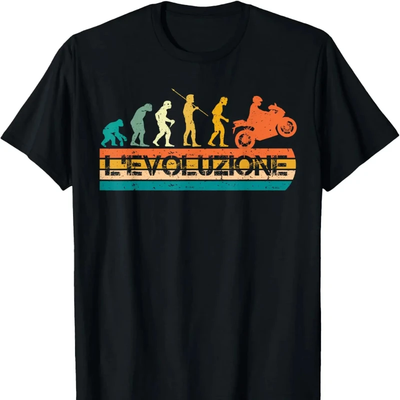 Motorcycle Racing Motorcycle Vintage Evolution T-Shirt Men Clothing Graphic T Shirts Harajuku Cotton Regular Short-sleeved Shirt