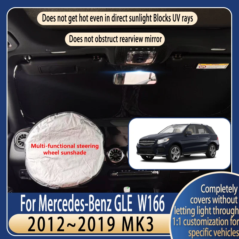 Steering wheel Car Sun Visor For Mercedes-Benz GLE W166 2012~2019 MK3 Summer Cooling Accessories Front Windshield Sunshade