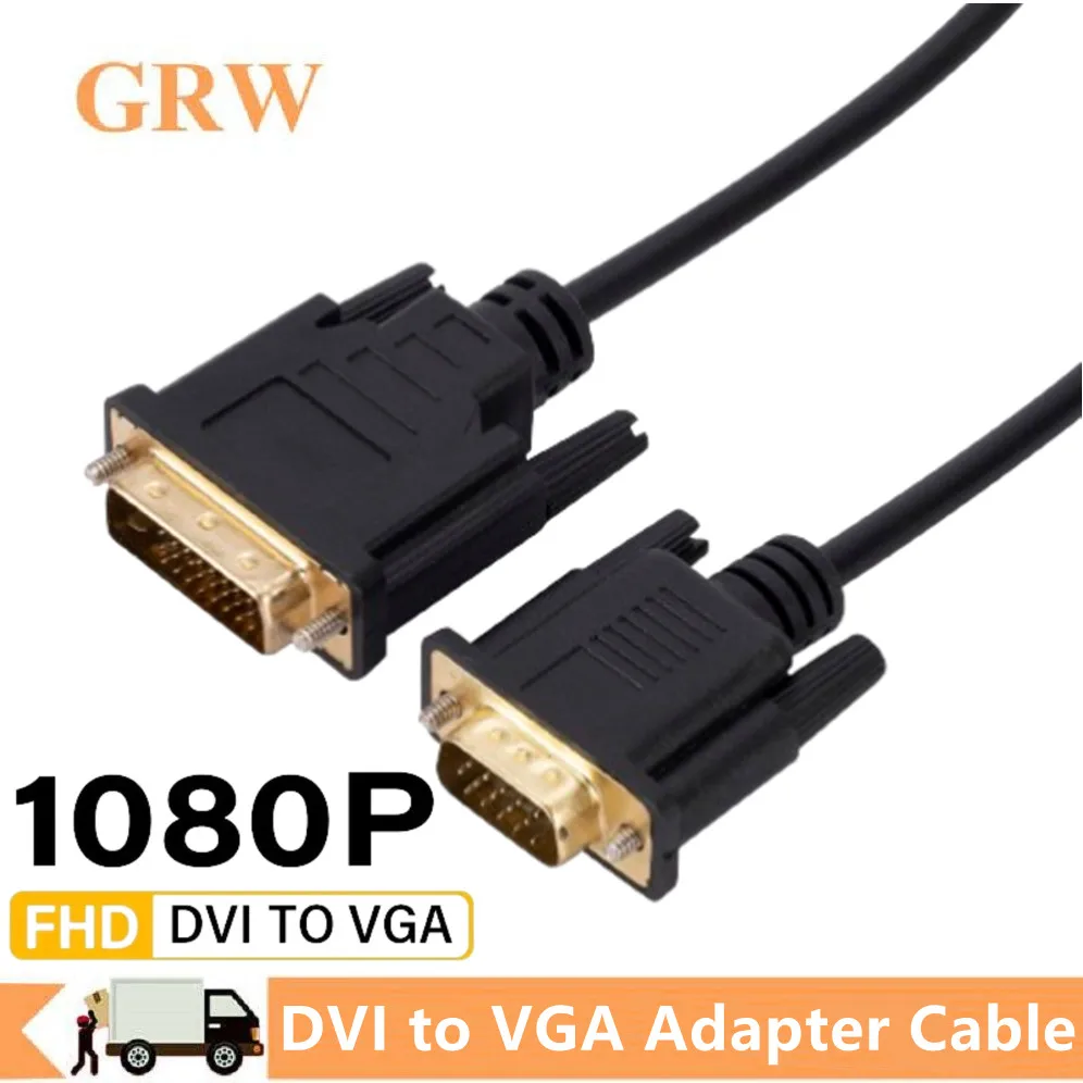 DVI do VGA Adapter kabel DVI-D męski 24 + 1 pin do VGA męski Adapter DVI do VGA konwerter karta graficzna do wideo dla projektor PC HDTV