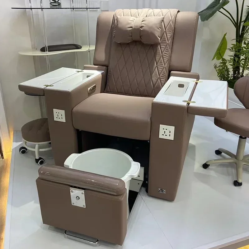 

Modern Luxury Nail Salon Furniture Foot Spa Electric Massage Manicure Pedicure Chairs No Plumbing Pedicure Chair With Basin