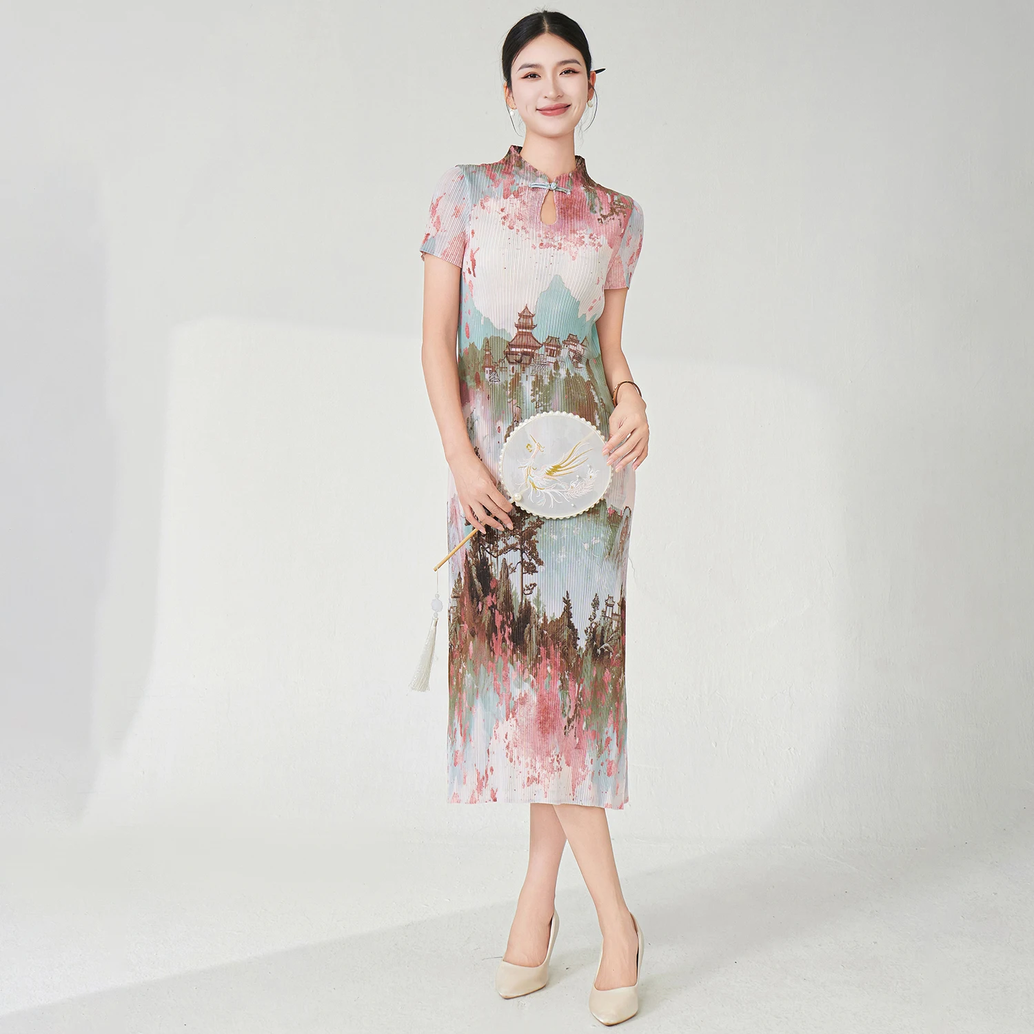 

New Arrival 2025 Women's Elegant Dress Designer Miyake Pleated Dress Stretch Vintage Dress for Women