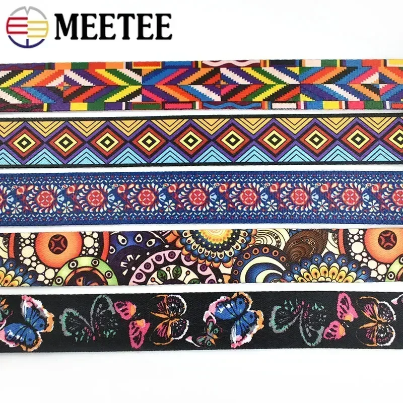 5Meters 38mm Printed Nylon Webbing Boho Bag Strap Ribbon Handbag Handle Leather Belt Bias Tape DIY Sewing Material Accessories