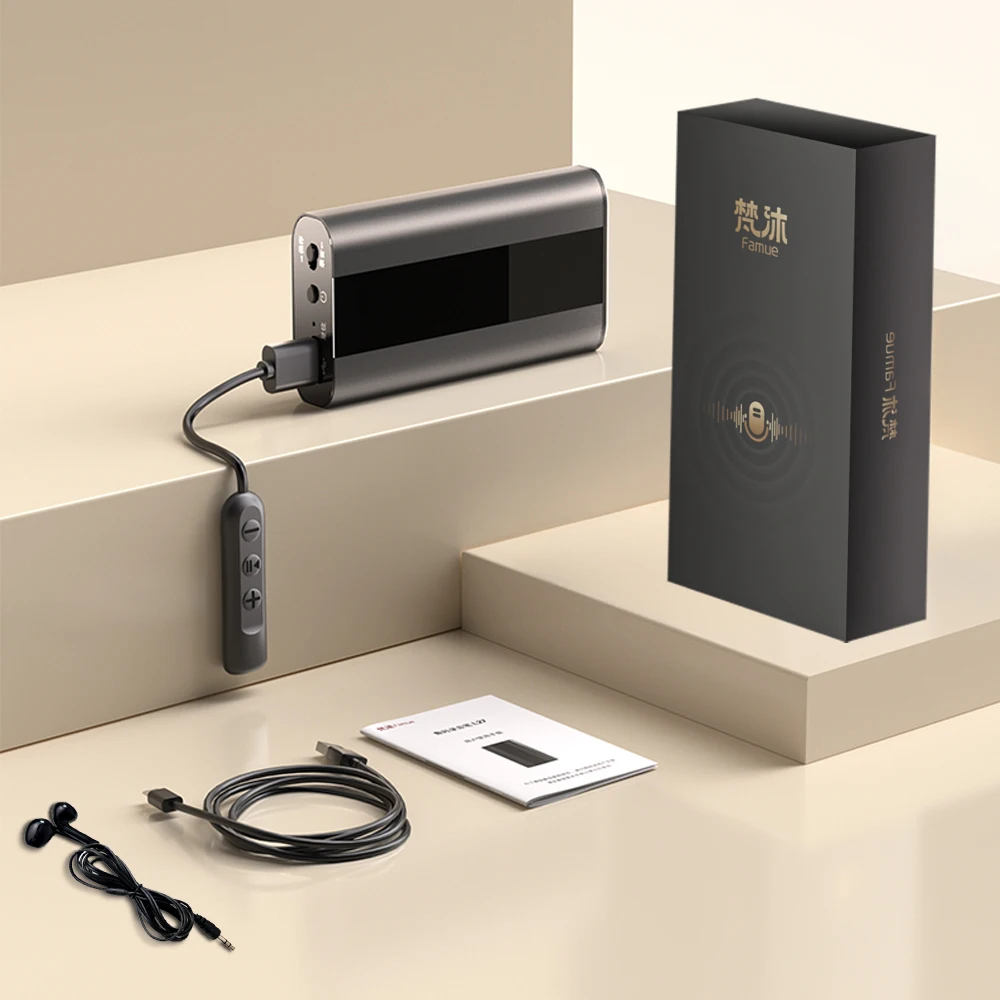 مسجل صوت احترافي Famue 2025 جديد - تسجيل 760 ساعة، تقليل الضوضاء 90 ديسيبل، 32 جيجابايت، صوت عالي الدقة، مدمج، صوت إلى نص، MP3 #6