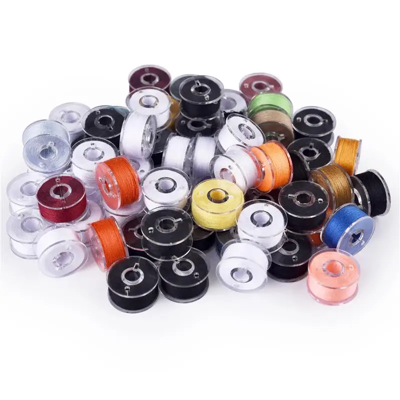 20Pcs Black White Sewing Machine Bobbins Spool Plastic Sewing Bobbins with Thread for Home Embroidery Machines Sewing Tools