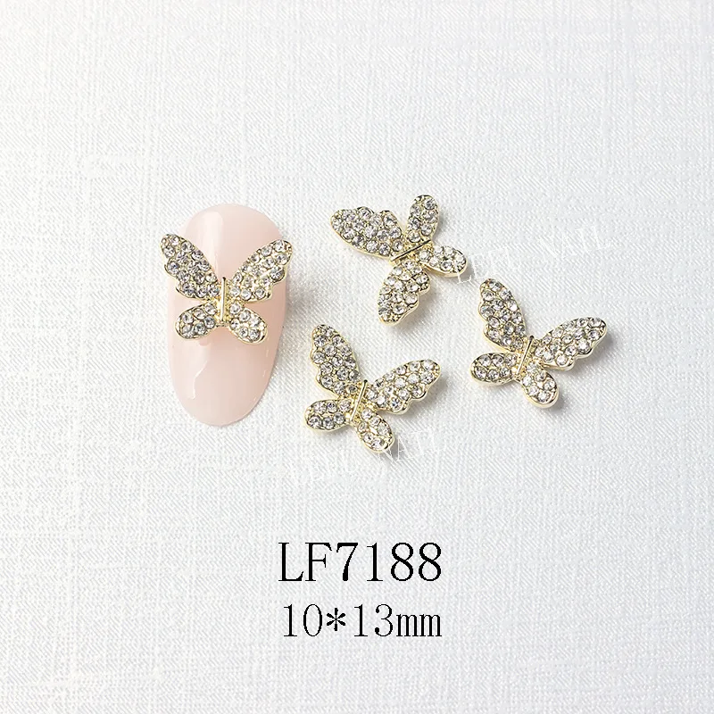 10Pcs Gold/Silber Multi-Designs Nail art Schmuck Charms Weiß/AB Kristall Strass 3D Schmetterling Geformt legierung Nagel Zubehör – Detail 29