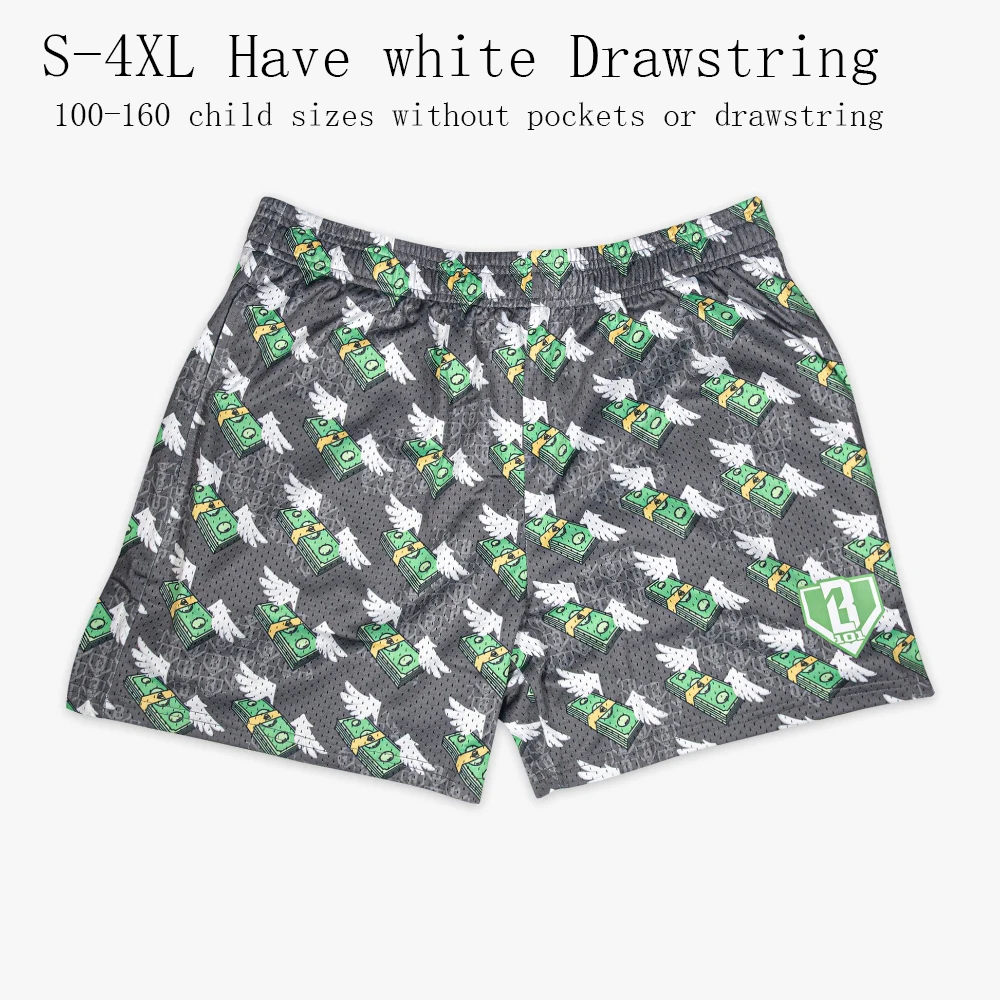 2025 جديد المال الأوراق النقدية المطبوعة الرجال النساء عارضة قصيرة الأطفال الطوب بواسطة الطوب الشباب السراويل البيسبول نمط الحياة 101 السراويل الرياضية