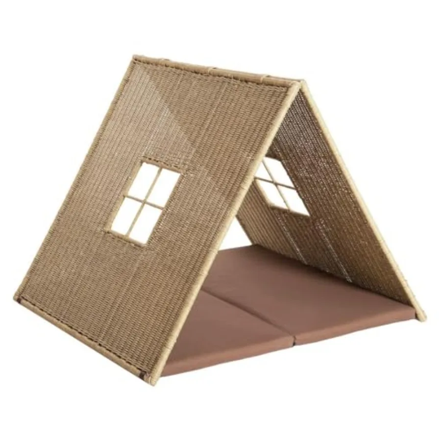 

Kaplan Early Learning Wicker House Tent for indoor play areas, natural woven willow material, beige color, lightweight and fold