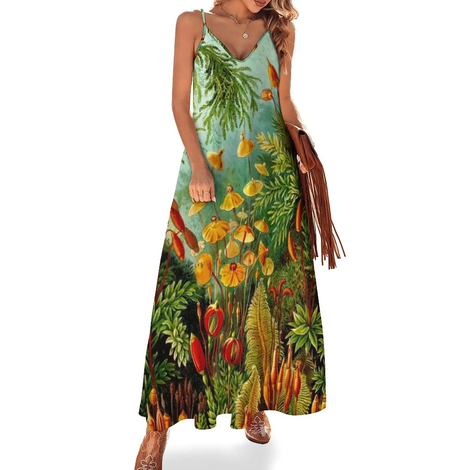 

FLOWER GARDEN; Vintage Art Print Sleeveless Dress elegant women's dresses for wedding Elegant gown Woman's evening dress