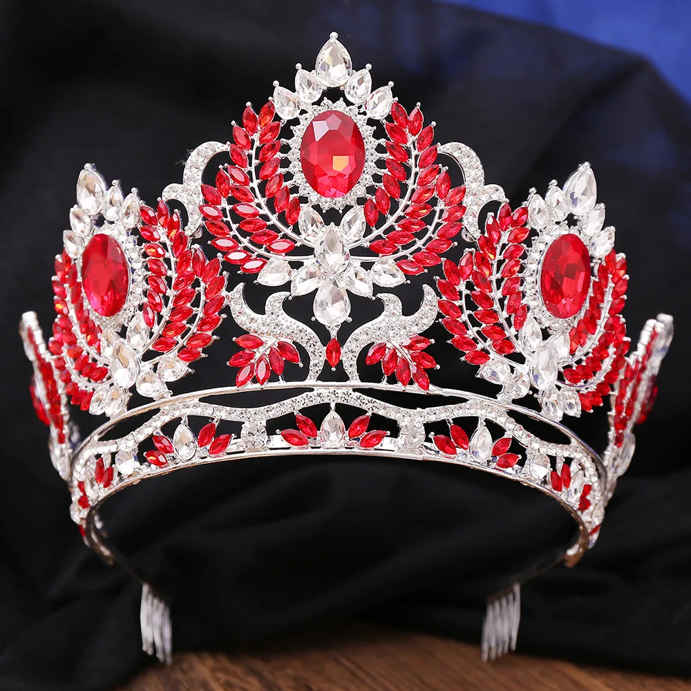 DIEZI Fashion Baroque Luxury Big AB Crystal Tiara Crown For Women Elegant Queen Princess Tiara Wedding Party Hair Dress Jewelry image 6