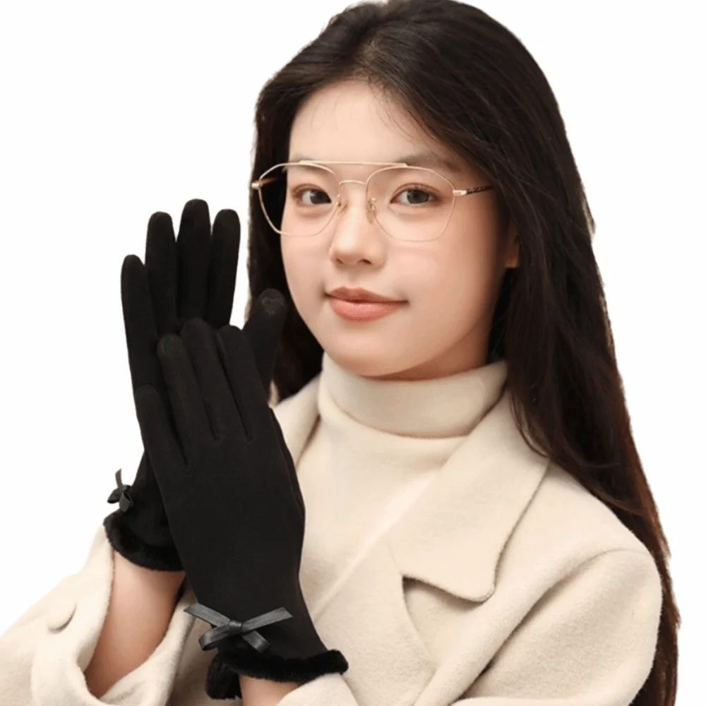 

Thermal Lined Female Touchscreen Gloves Solid Color Thermal Insulated Women's Winter Thermal Gloves Thicken Full Finger
