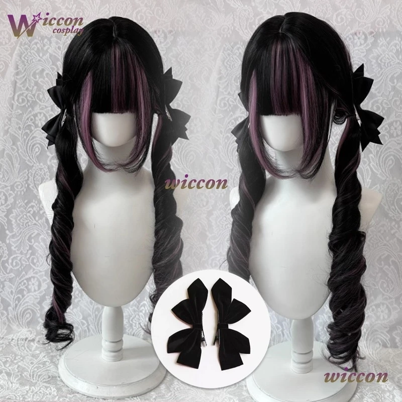 Comic ‌Black Wig with Pink Cosplay Wigs with Bangs Lolita Long Curly Hair Wig Woman Party Cosplay Wig Natural Heat Resistant view 3