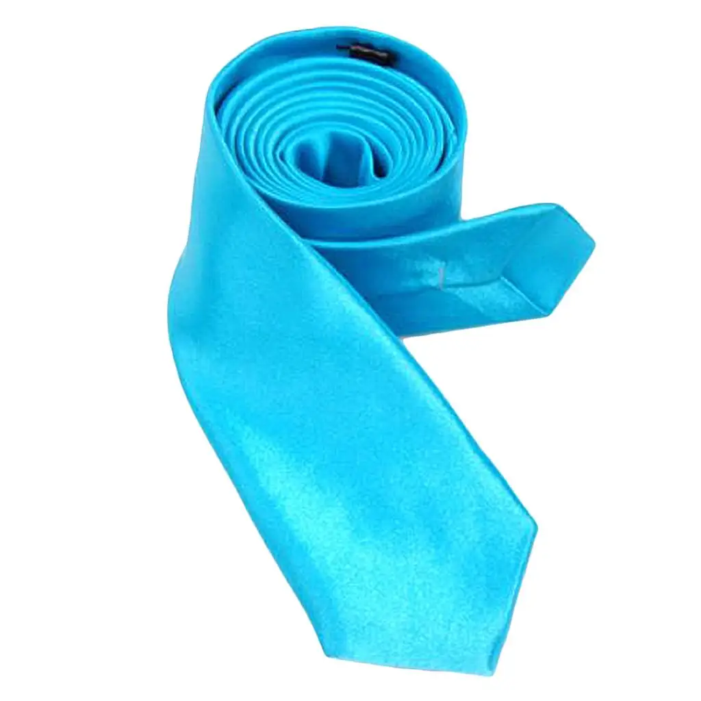 Men SKINNY TIE Plain Wedding Slim Necktie Formal Narrow Party Solid Sky Blue