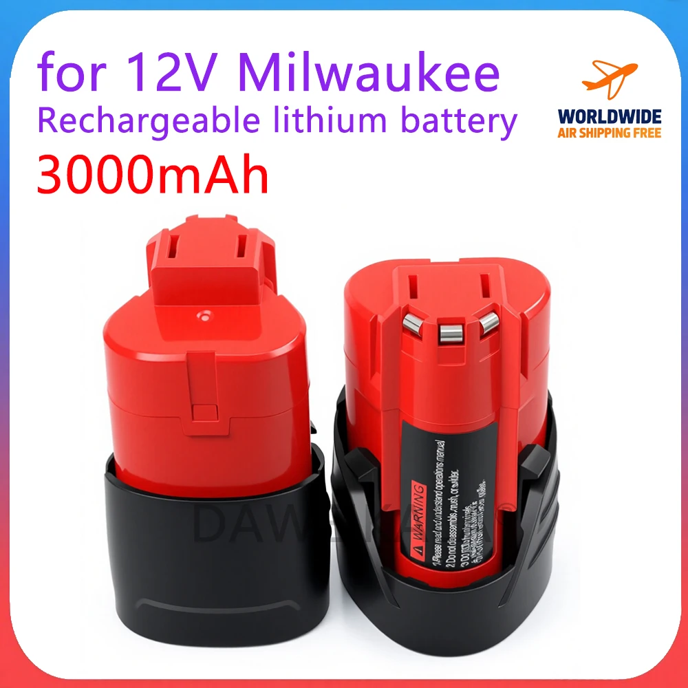 12V 3Ah Replacement Battery for Milwaukee M12 XC 12-Volt Lithium-ion Battery Compatible with 48-11-2