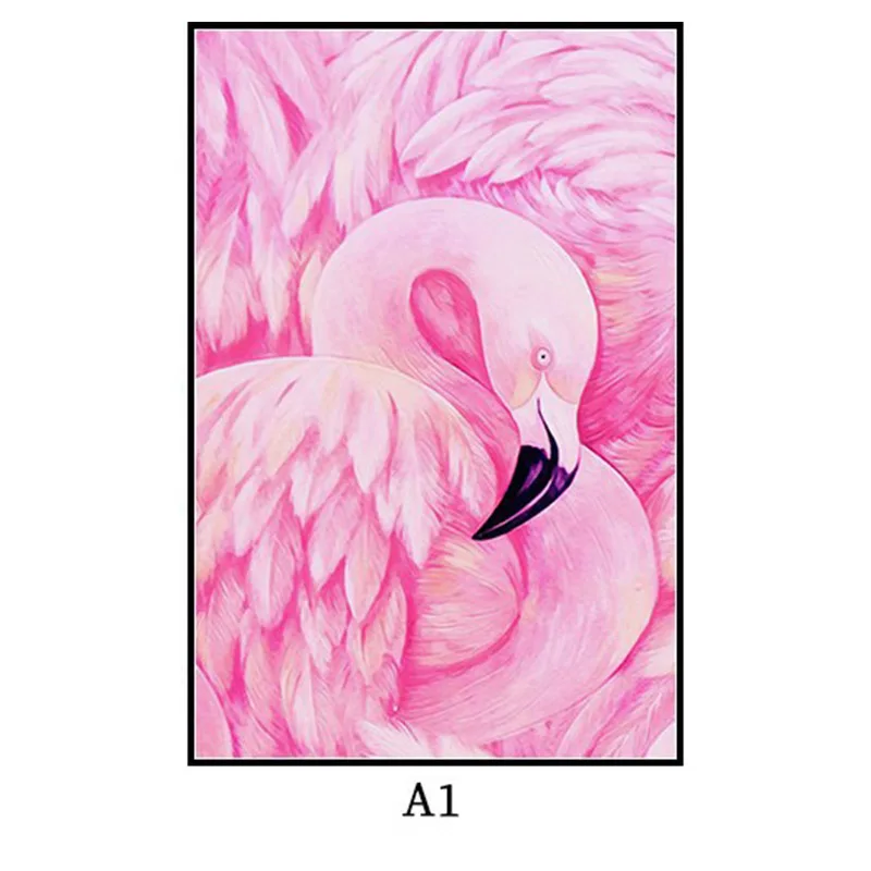 Nordic Modern Art Pink Dreamy Animal Flamingo Unframed Canvas Painting Posters For Living Room Bedroom Home Wall Art Decor