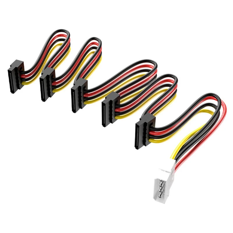 SATA Power Cable Splitter Cable 1 To 5 Hard Drive Disk Cable 4 Pin To 15 Pin Power Supply Splitter Cable Cord