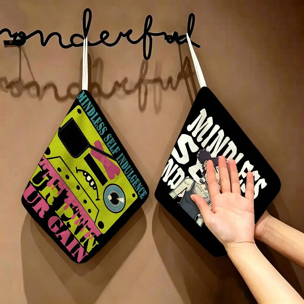 A-Mindless Self Indulgence-S Polyester Cotton Hanging Kitchen Towel, Skin Friendly Hand Wiping Towel for Hotel Cafe Household