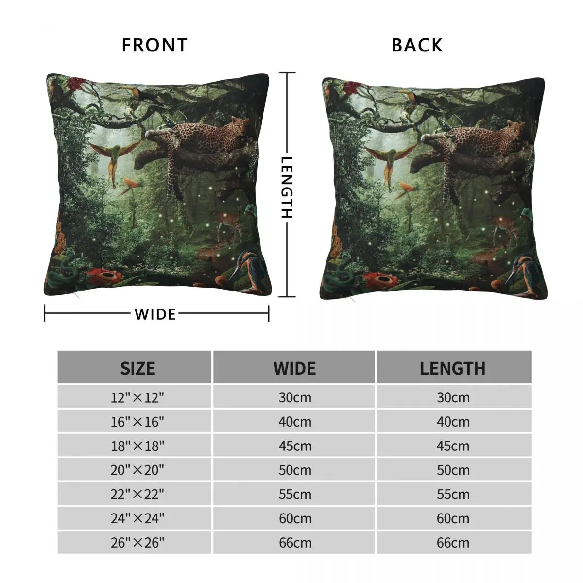 Leopard In The Rain Forest Square Pillowcase Polyester Linen Velvet Printed Zip Decorative Pillow Case Sofa Cushion Cover 45x45